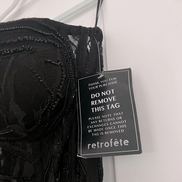 Retrofete Bryson Embellished Lace Sheer Strapless Mini Dress Black NEW with tags - Picture 7 of 9